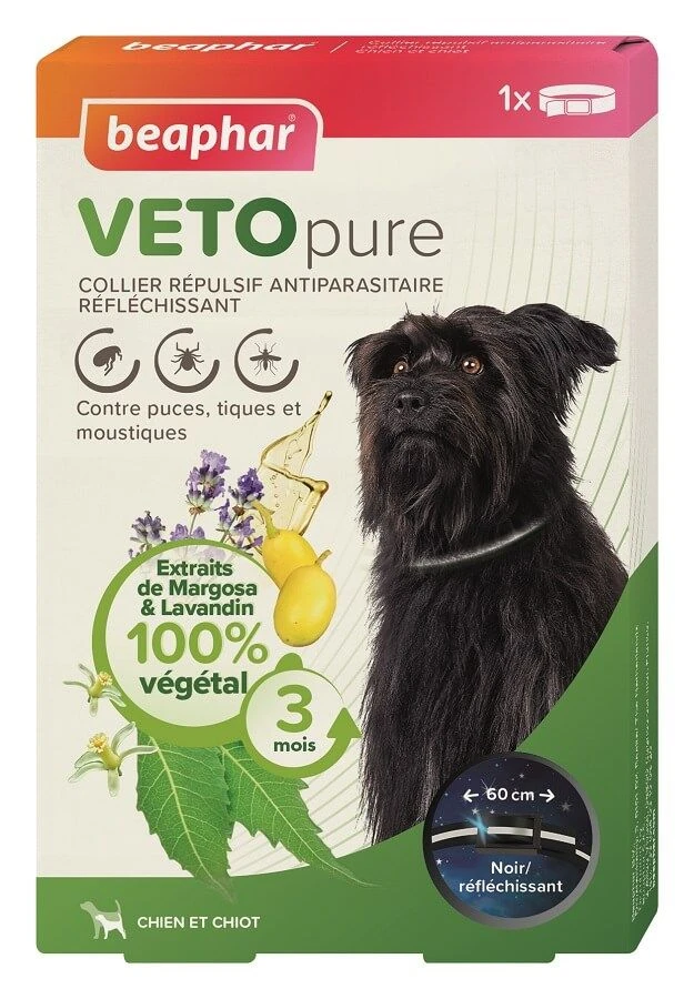 Beaphar VETOpure Chien Collier Répulsif Antiparasitaire Réfléchissant
