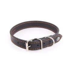 Martin Sellier Collier Cuir Noir Orange T56