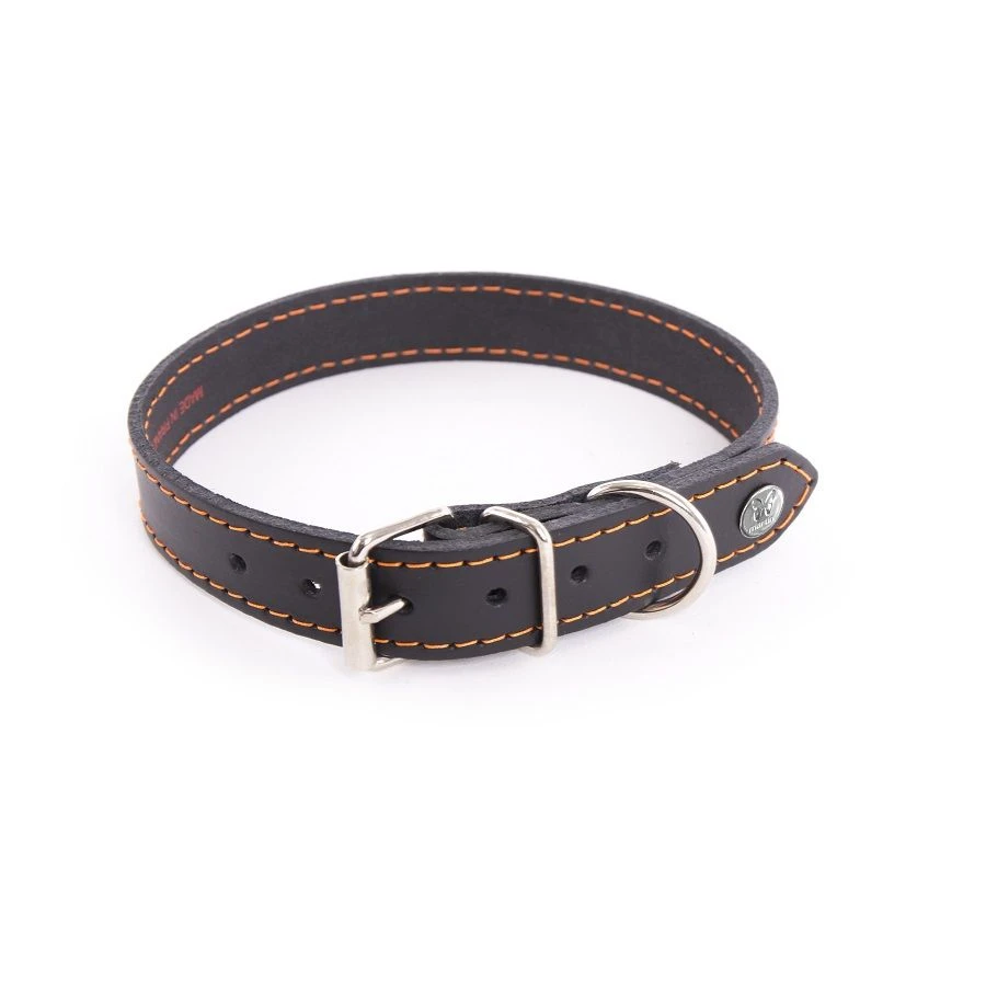 Martin Sellier Collier Cuir Noir Orange T56