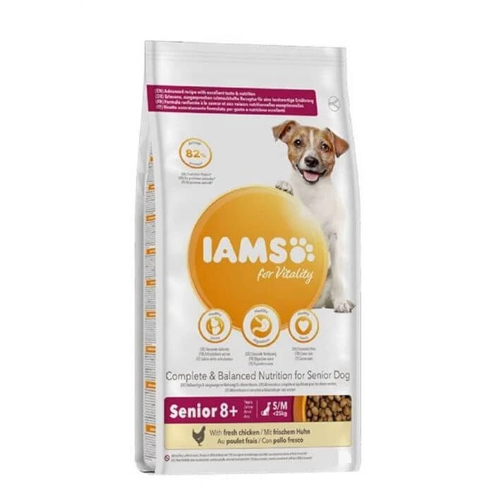 IAMS Vitality Croquettes Chien Senior Petite Et Moyenne Race Poulet 12 Kg