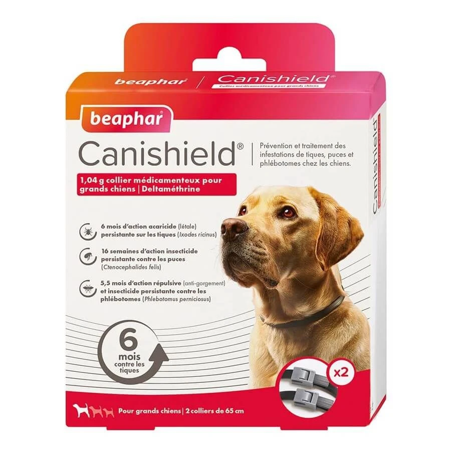 Beaphar Canishield Collier Grand Chien Contre Puces, Tiques, Moustiques 65 Cmx2