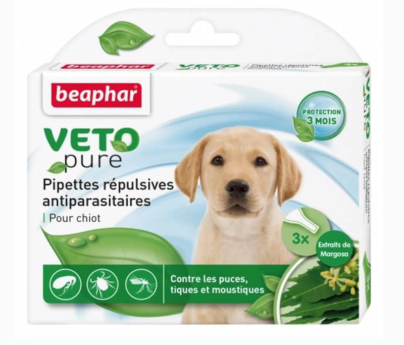 Beaphar VETOpure 3 Pipettes Répulsives Antiparasitaires Chiot