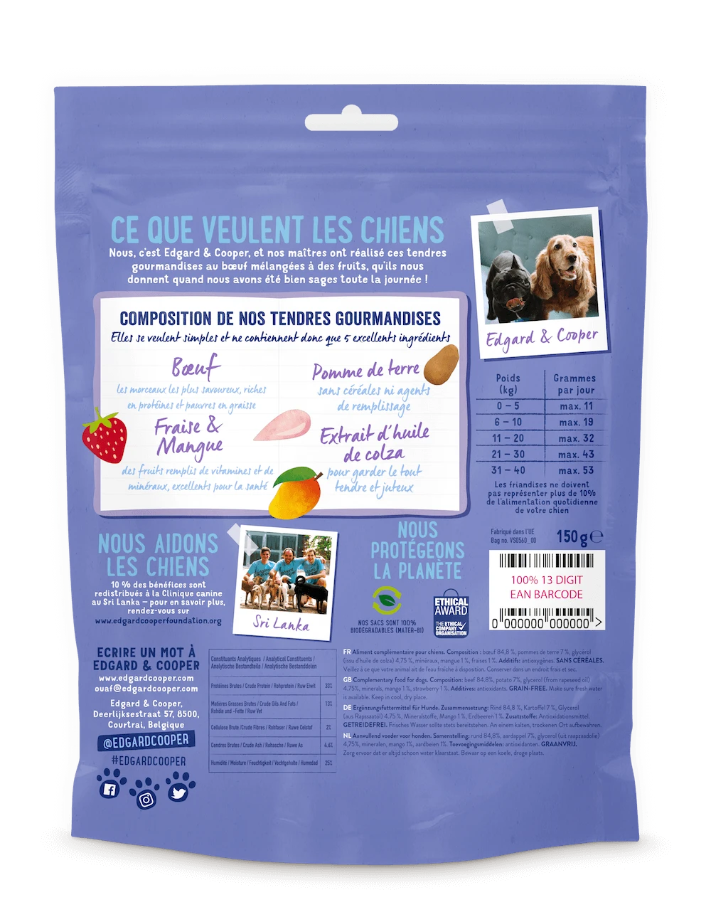 Edgard & Cooper Tendres Gourmandises Boeuf Chien 150 G - Image 2