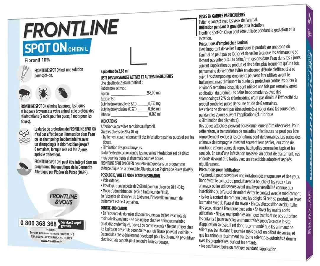 Frontline Spot On Chien De 40-60 Kg 4 Pipettes - Image 2