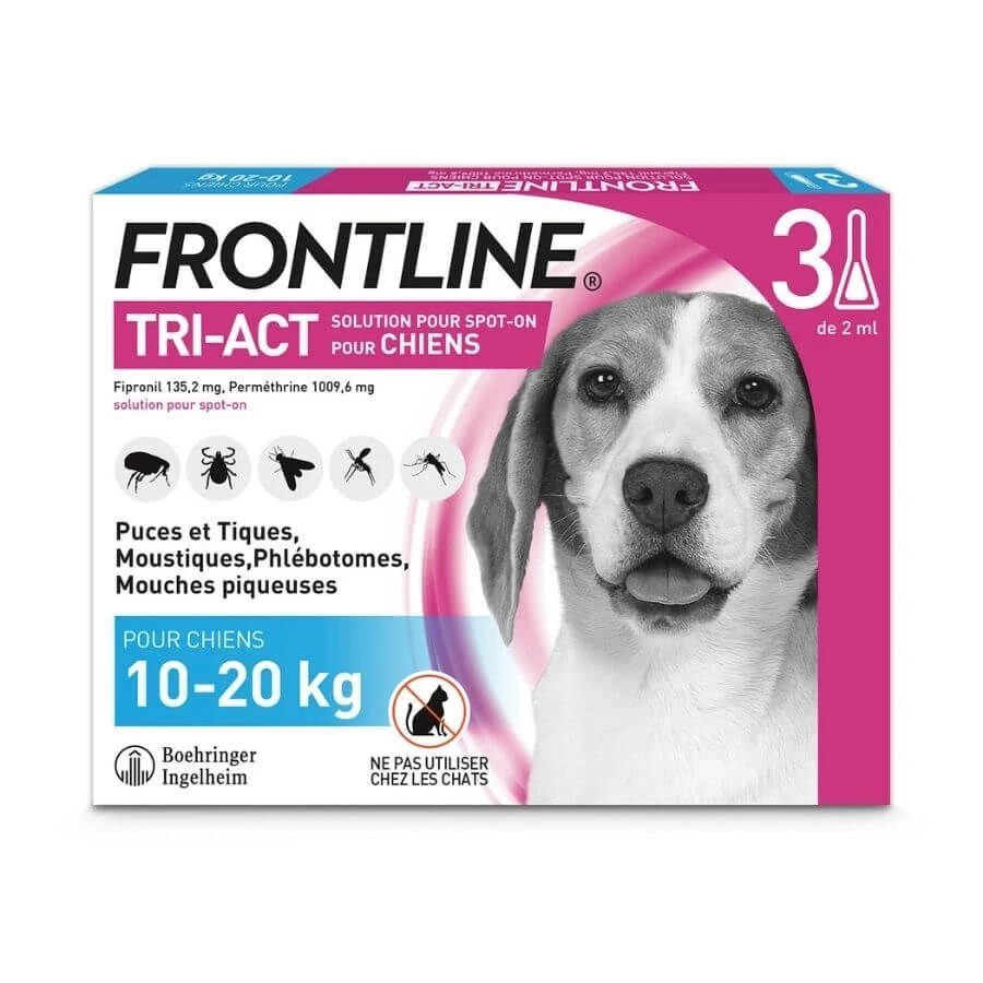 Frontline Tri Act Spot On Chien Moyen 10 - 20 Kg 3 Pipettes - Image 3
