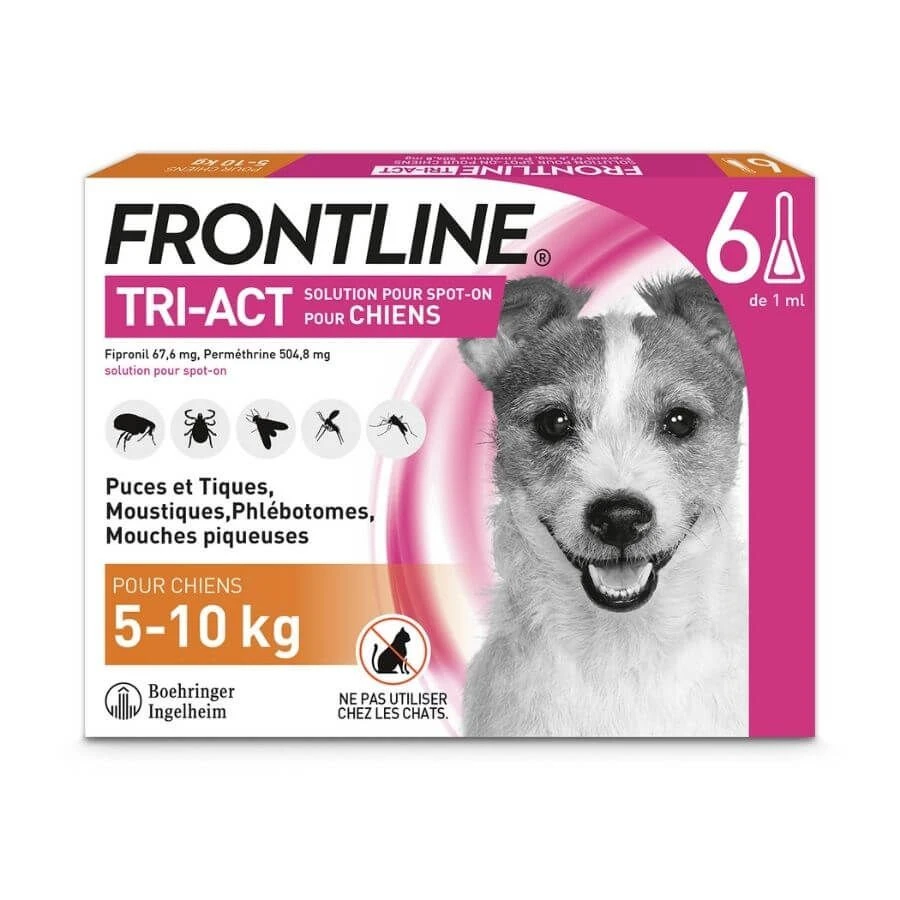 Frontline Tri Act Spot On Petit Chien 5 - 10 Kg 6 Pipettes