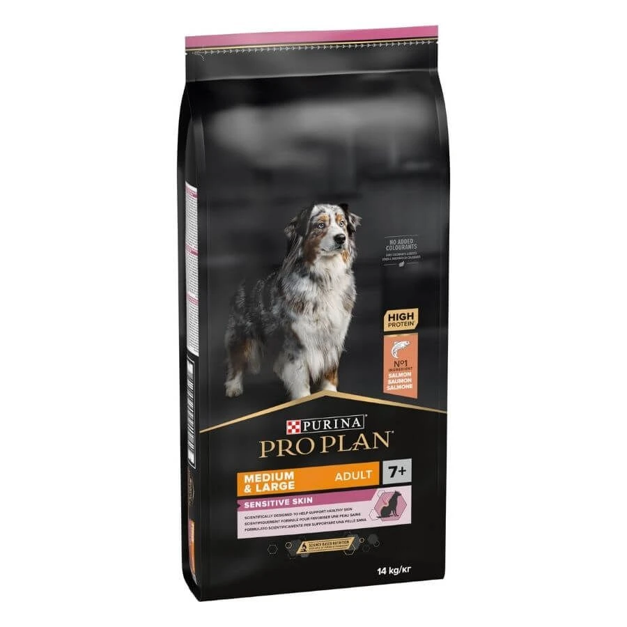 Purina Proplan Chien Medium-Large Adult 7+ Sensitive Skin Saumon OPTIDERMA 14 Kg
